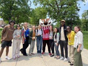 Hanging out with Bucky at the Employee Appreciation Ice Cream Social.